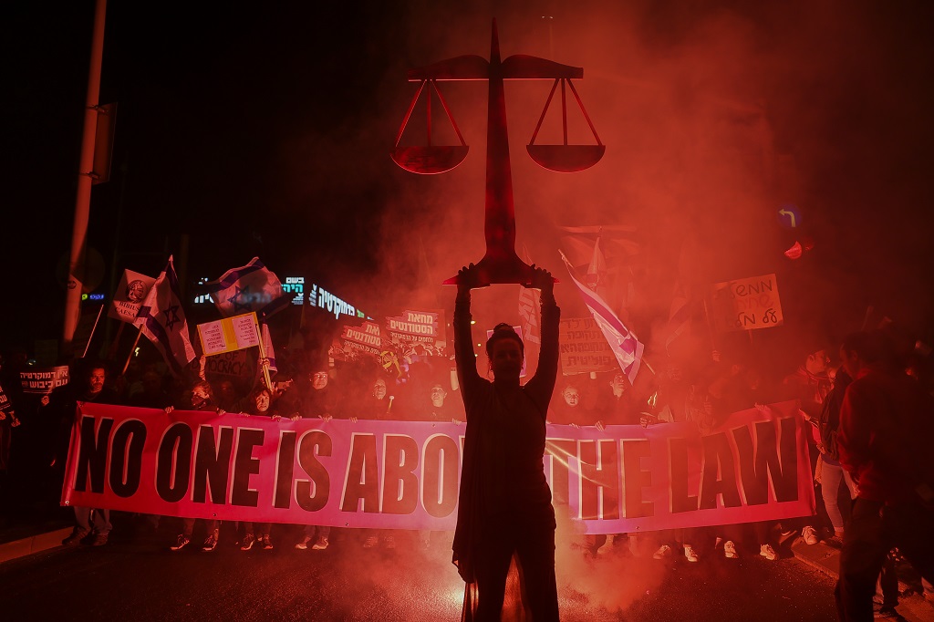 جانب من التظاهرة في تل أبيب (تصوير: أ ف ب)