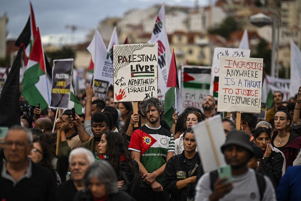 جانب من التظاهرة (تصوير: أ ف ب)