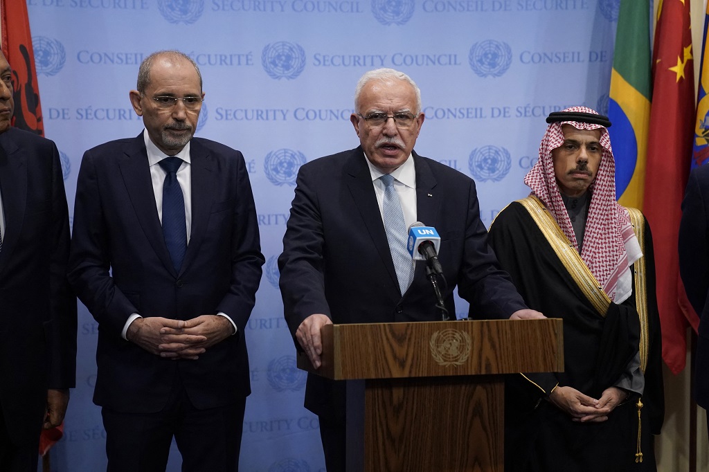 جانب من المؤتمر الصحفي (تصوير: أ ف ب)