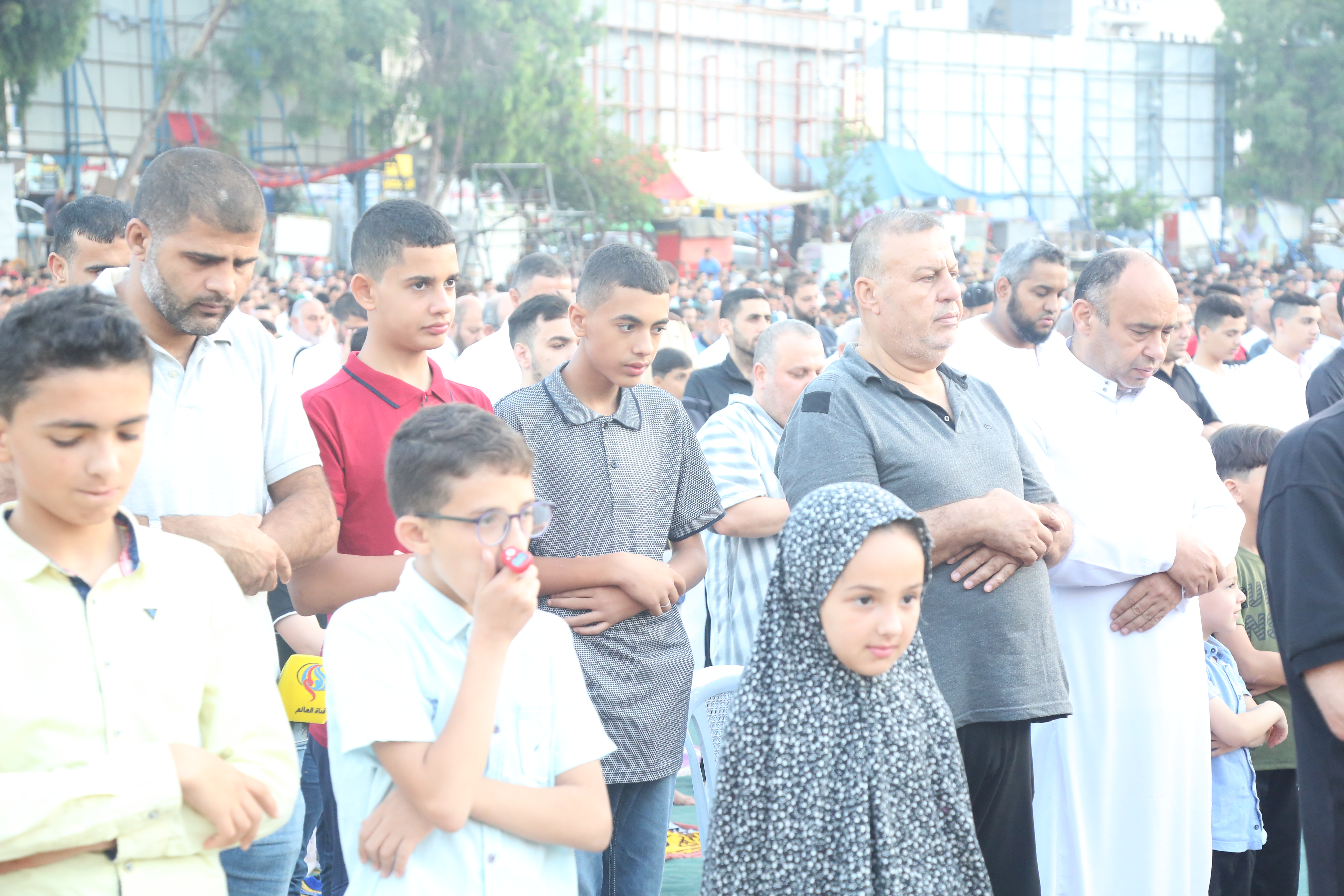 جانب من صلاة العيد في العراء بغزة( تصوير:خضر الزعنون/وفا)