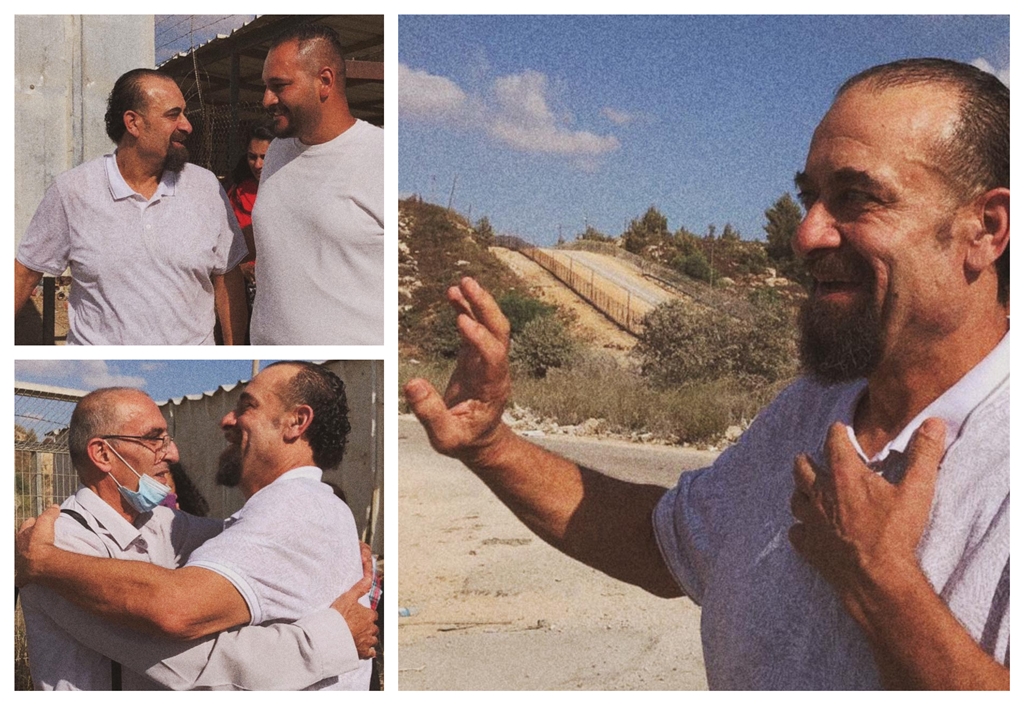 الأسير زكارنة لحظة الإفراج عنه من سجن "عوفر" 