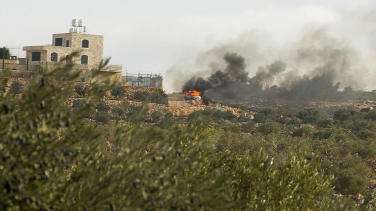 اعتداء مستعمرين على قاطفي الزيتون في ترمسعيا قبل يومين (تصوير: وفا)