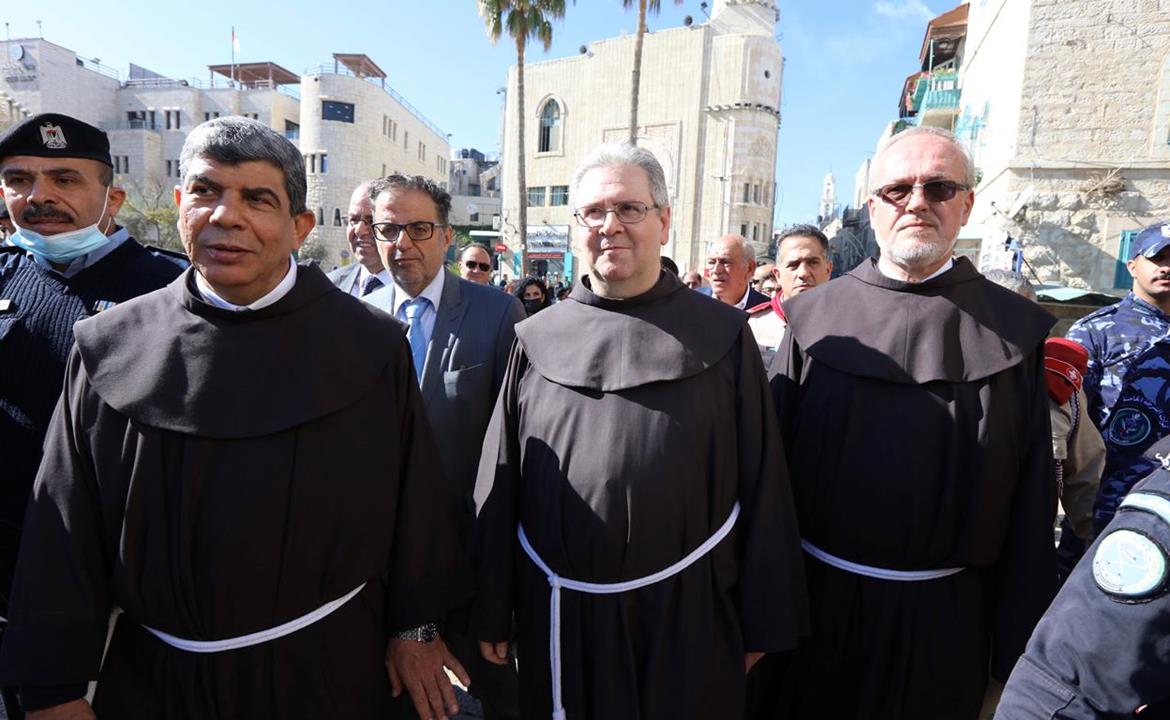 وصول موكب حارس الاراضي المقدسة الى بيت لحم  (عدسة: أحمد مزهر/وفا)