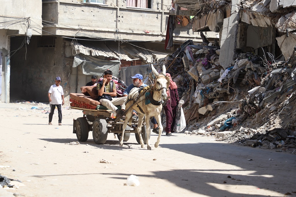 مواطنون ينزحون من شمال قطاع غزة (تصوير: الأناضول)