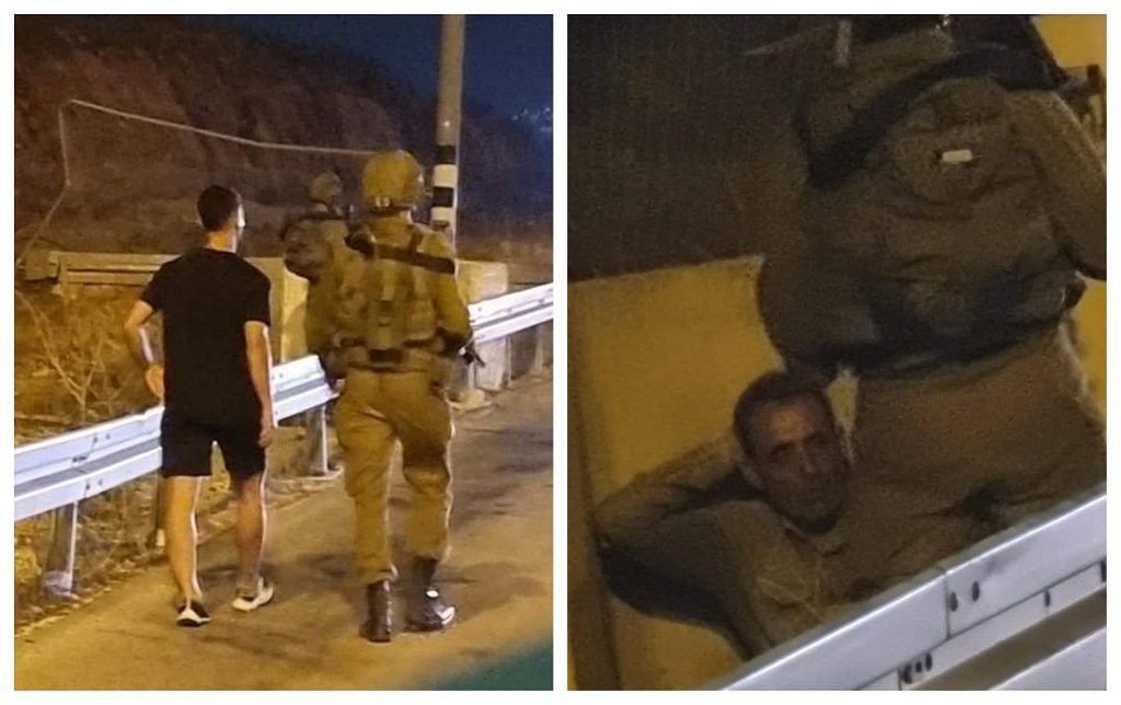 صورتان من اعتقال أمين سر مركز بلاطة ماهر حرب (يمين) واحتجاز اللاعب أمير قطاوي 