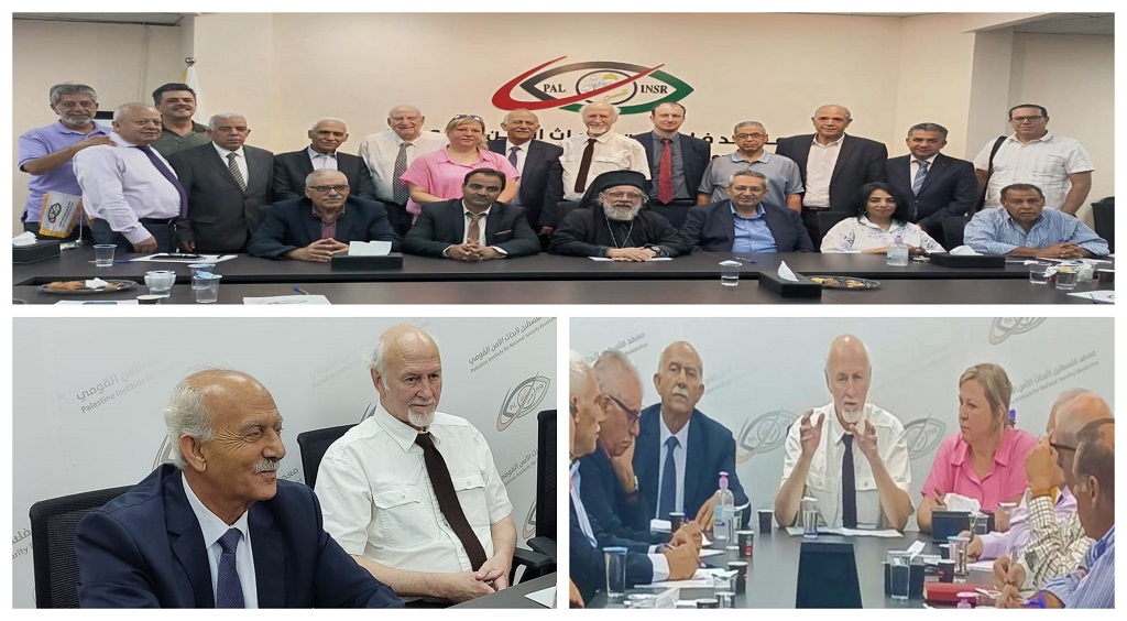 جانب من ندوة البروفيسور والفيلسوف الأميركي جيروم سيغال في معهد فلسطين لأبحاث الأمن القومي في رام الله