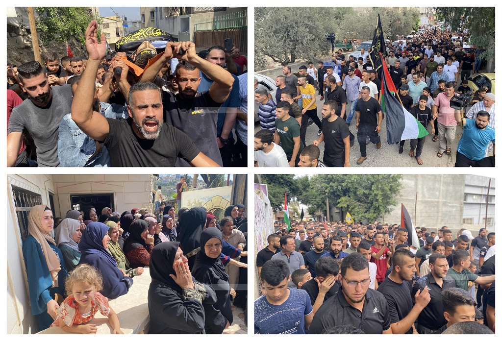 جانب من تشييع جثمان الشهيد الطفل عبد الله أبو الحسن إلى مثواه الأخير في بلدة اليامون غرب جنين (تصوير: ثائر أبو بكر/وفا)