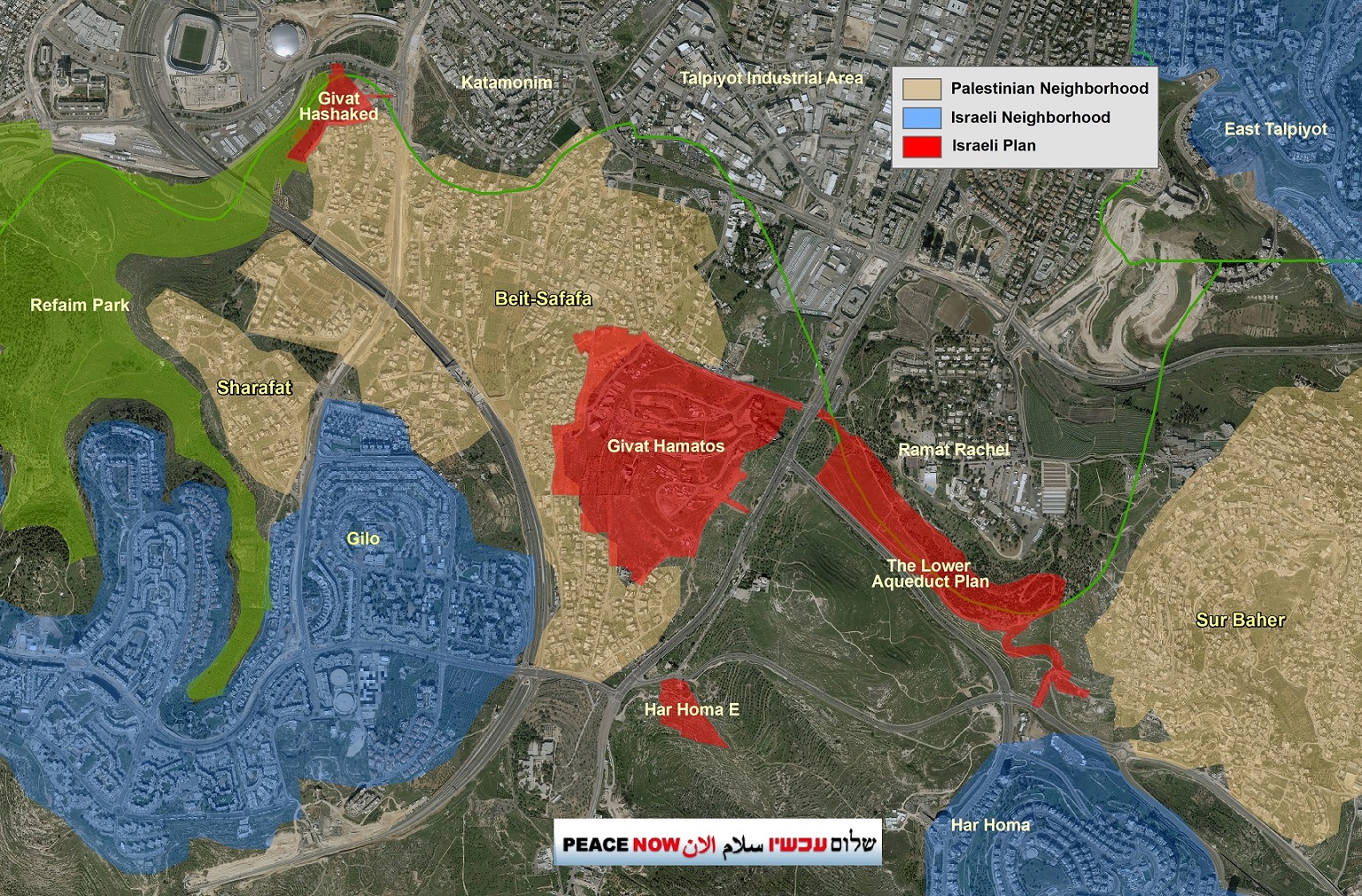 صورة نشرتها حركة "السلام الآن" حول المخطط الاستعماري الجديد