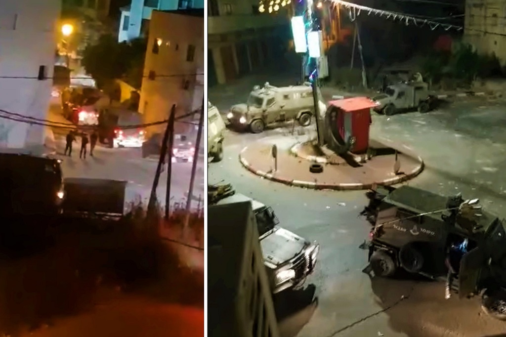 صورتان من اقتحام قوات الاحتلال الإسرائيلي بلدة يعبد جنوب غرب جنين (وفا)