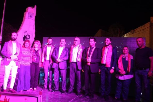 اضاءة مبنى محافظة جنين. (عدسة: ثائر أبو بكر "وفا")