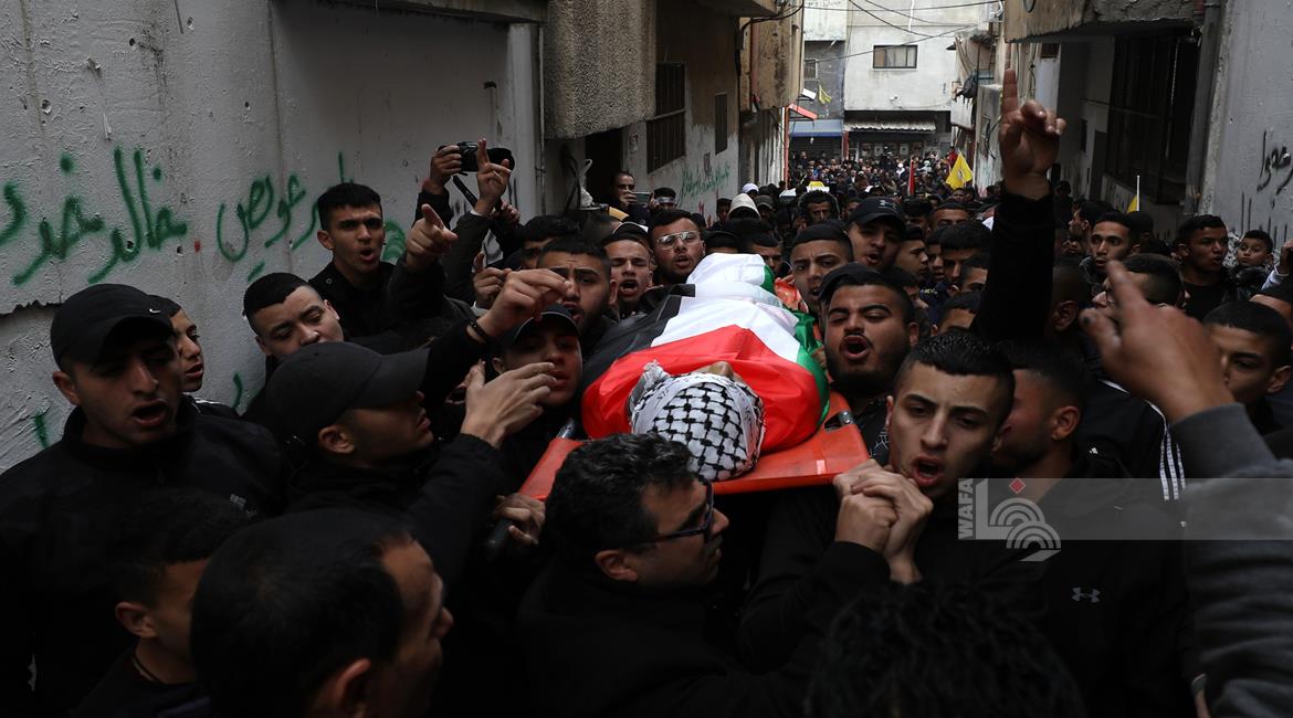 تشييع جثمان الشهيد منتصر الشوا في مخيم بلاطة 